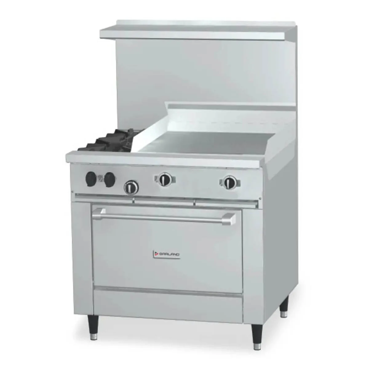Garland US Range X36-2G24R 36" Gas Restaurant Range, (2) Open Burners, 24" Griddle, (1) Standard Oven, 129.000 BTU