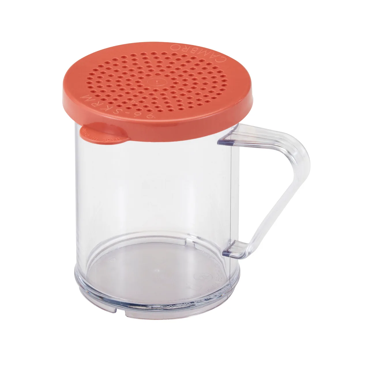 Cambro 96SKRM135 Camwear Shaker/Dredge, 10‑11 oz Clear Polycarbonate, Perforated Top with Handle