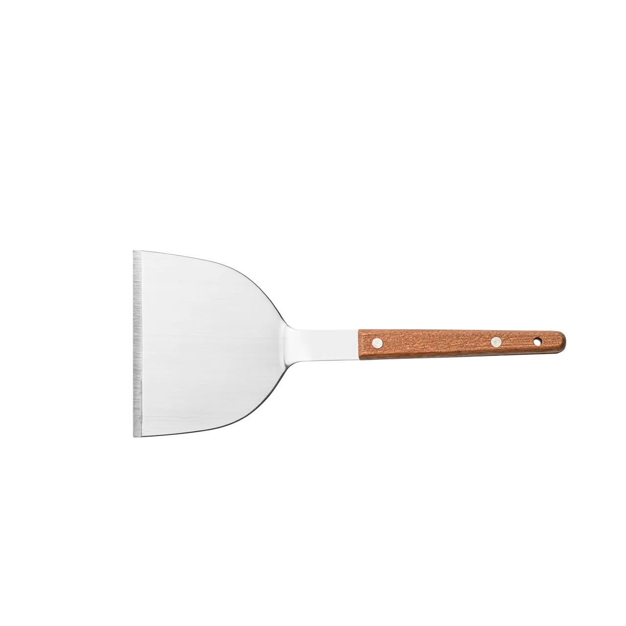 CAC China TNRW-TP44 Stainless Steel Turner, 4" Blade, Wooden Handle, Teppanyaki Kitchen Utensil