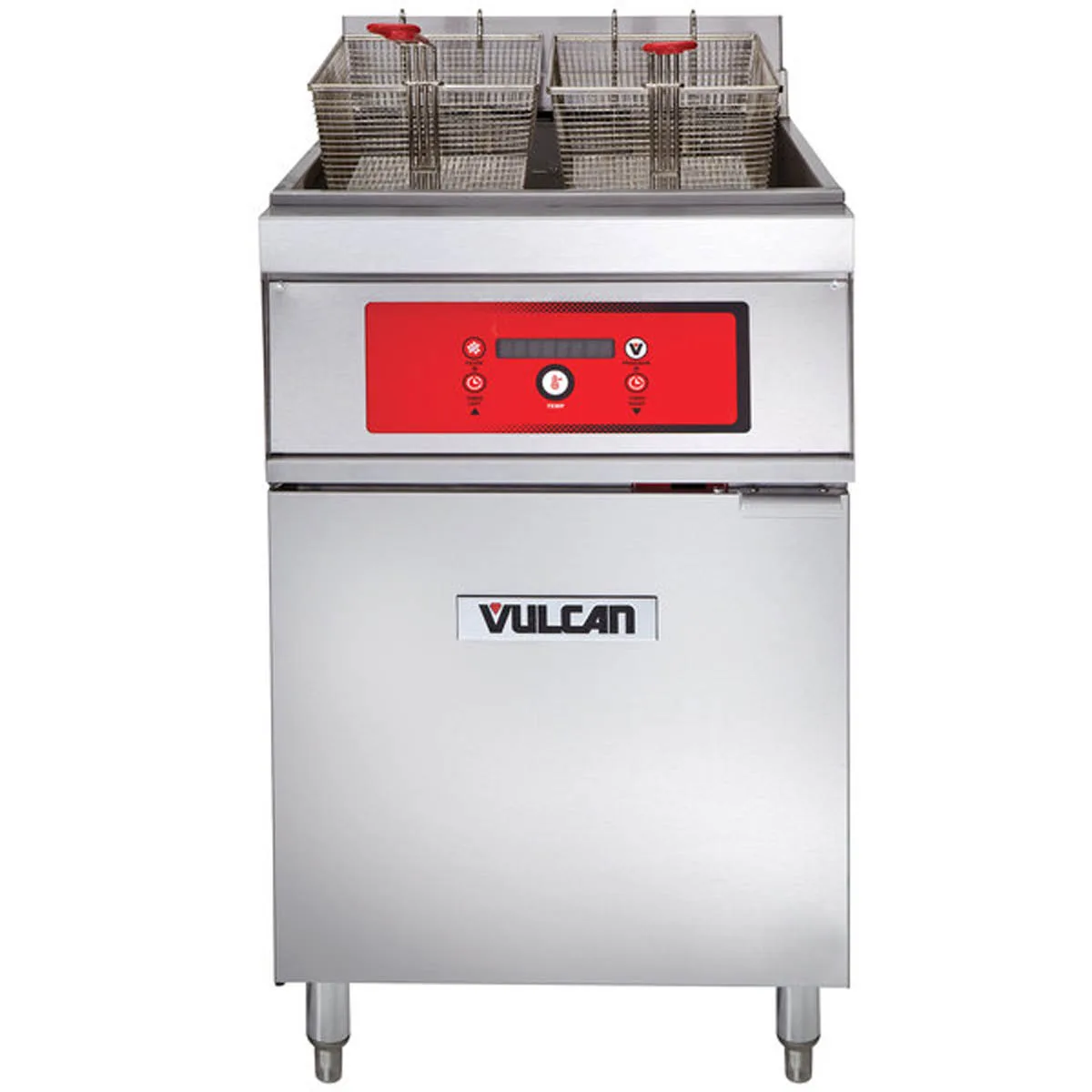Vulcan 1ER85D Full Pot Floor Model Electric Fryer w/ 85-lb., Digital Controls, Twin Baskets