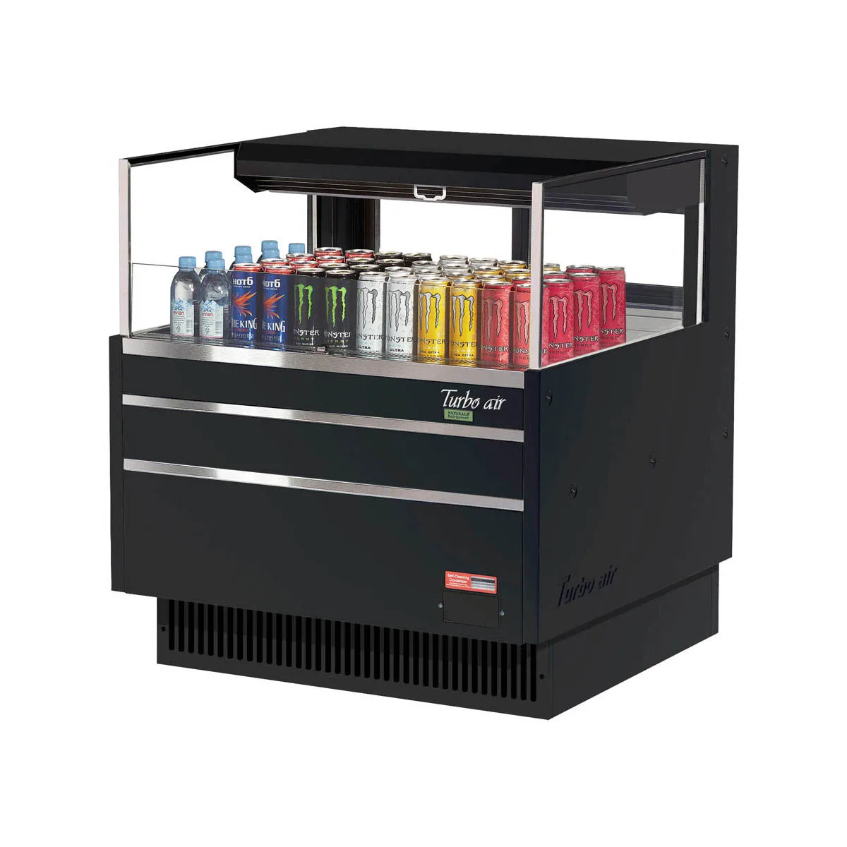 Turbo Air TOM-36L-UFD-W(B)-1S-N 34" Horizontal Open Air Merchandiser, Specify Exterior, Self-Contained