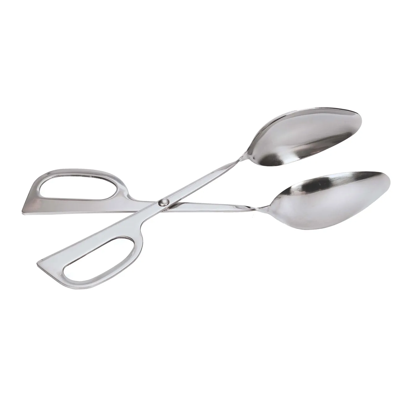 Omcan USA 80425 Scissor Tongs – 10"-11" Open‑Angle, Double Spoon, Stainless Steel Kitchen Utensil