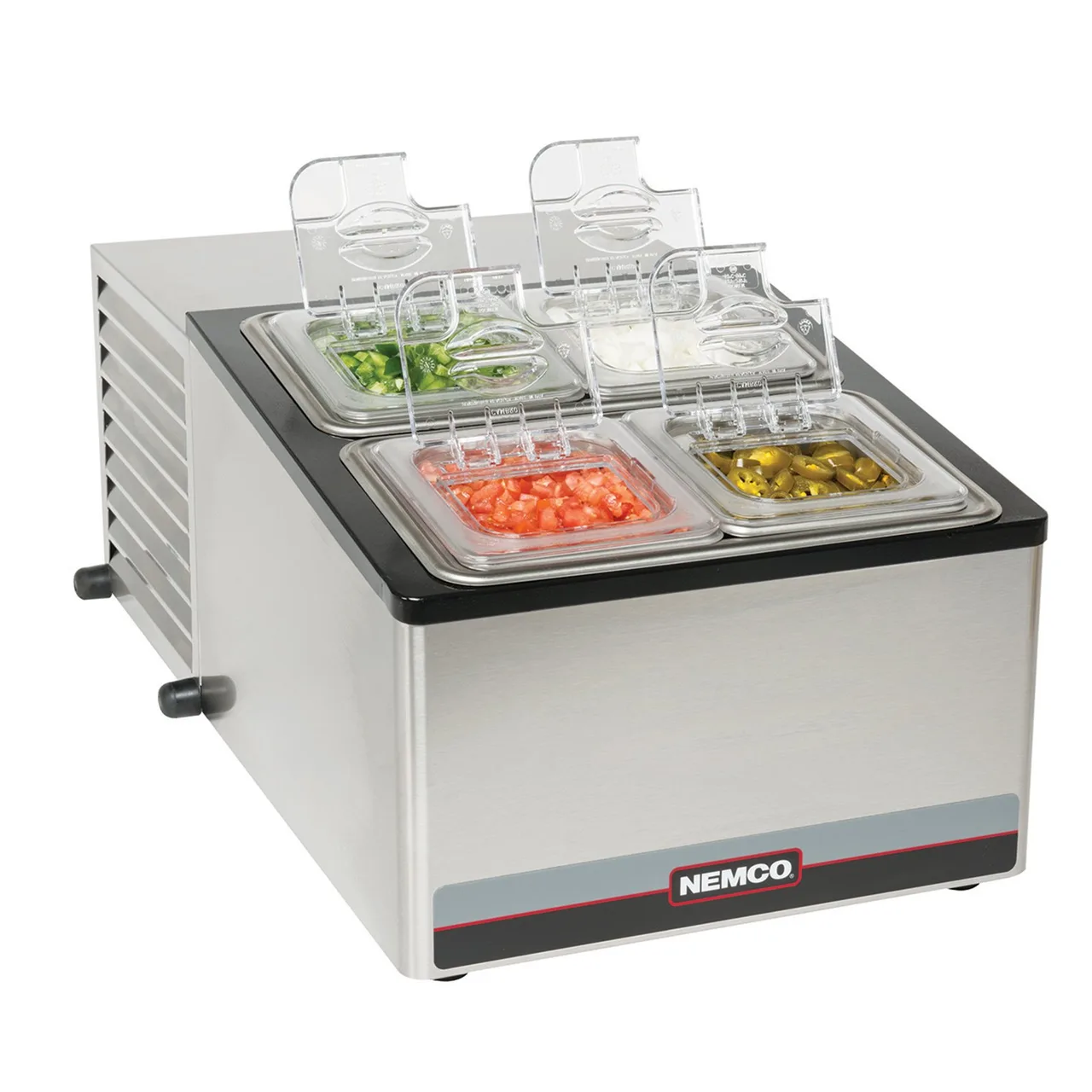 Nemco 9010 17" Cold Condiment Station, 4 Pan Capacity