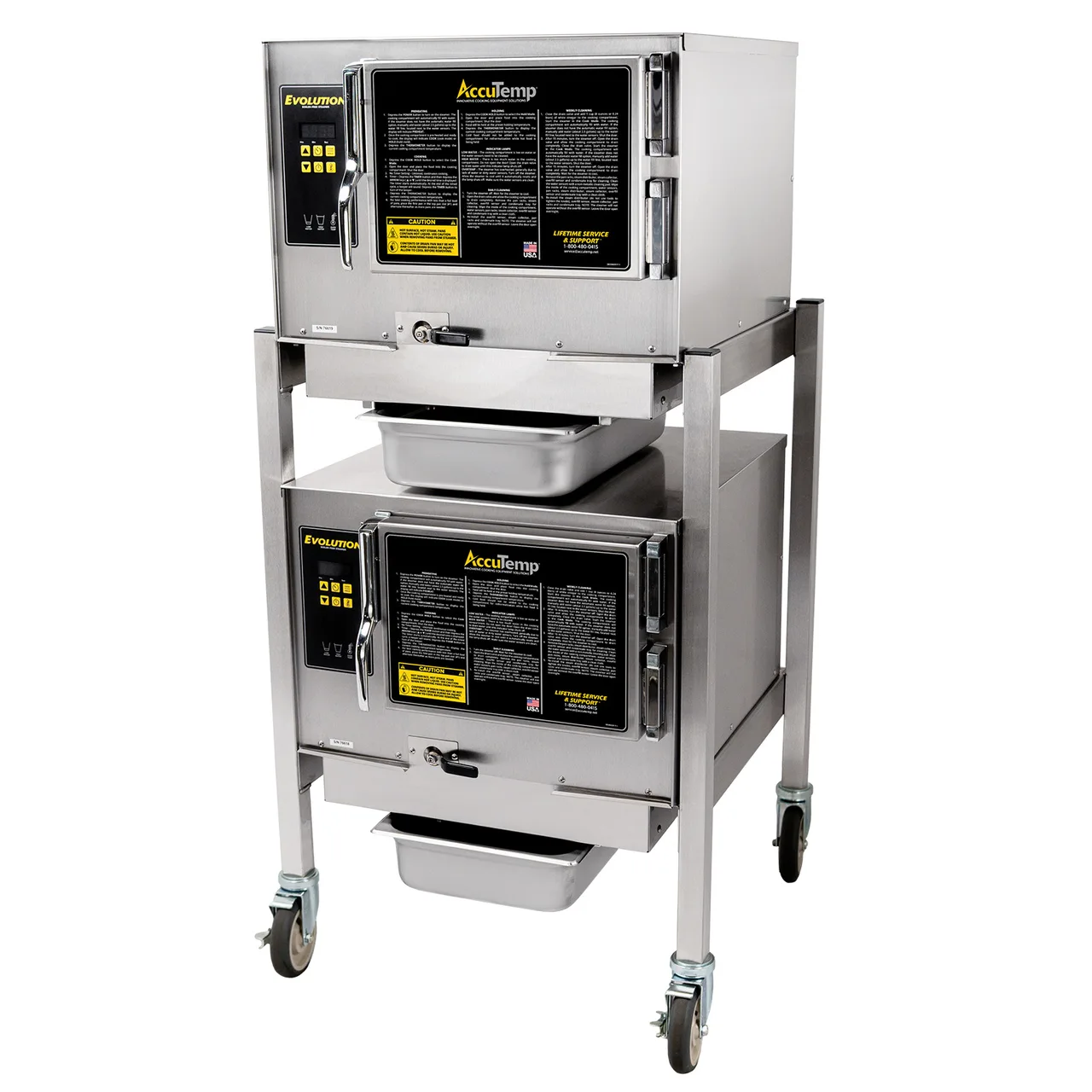 AccuTemp N31201D060 DBL 6 Pan Gas Boilerless Connectionless Steamer w/ Double Stacked, Stand Mounted