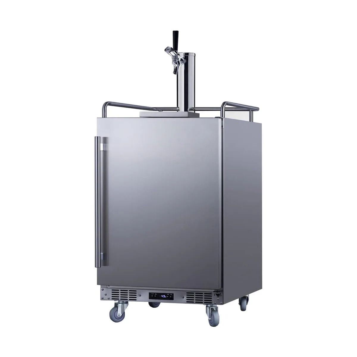 Summit BC74OSCOM 24" 5.6 Cu Ft 3‑Keg Draft Beer Cooler, SS Compressor, +34°‑+68°F, Defrost, Tap Kit