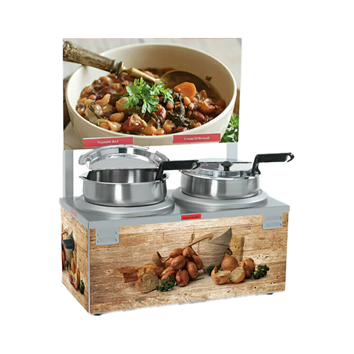 Nemco 6510A-2D7 Soup Warmer, Double 7 Qt. Well, with Header, Double Thermostat