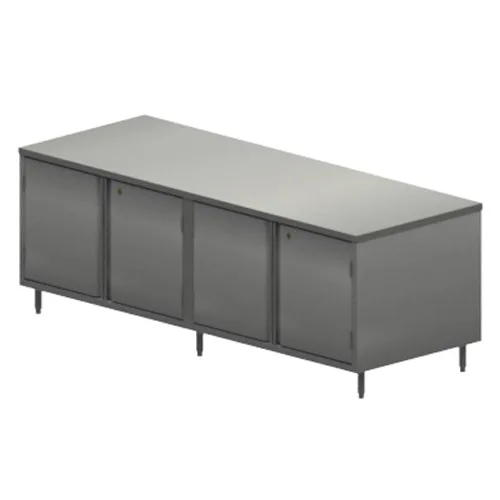 BK Resources CST-3096HL 96" Cabinet Base Hinged Doors Work Table with 4 Doors & Locks