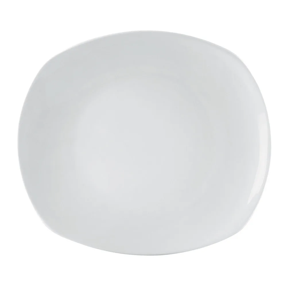 CAC China KYT-8 Key West Plate – 8" x 7-1/4" x 1", Rectangular Curved Coupe, Porcelain White–1 Dozen