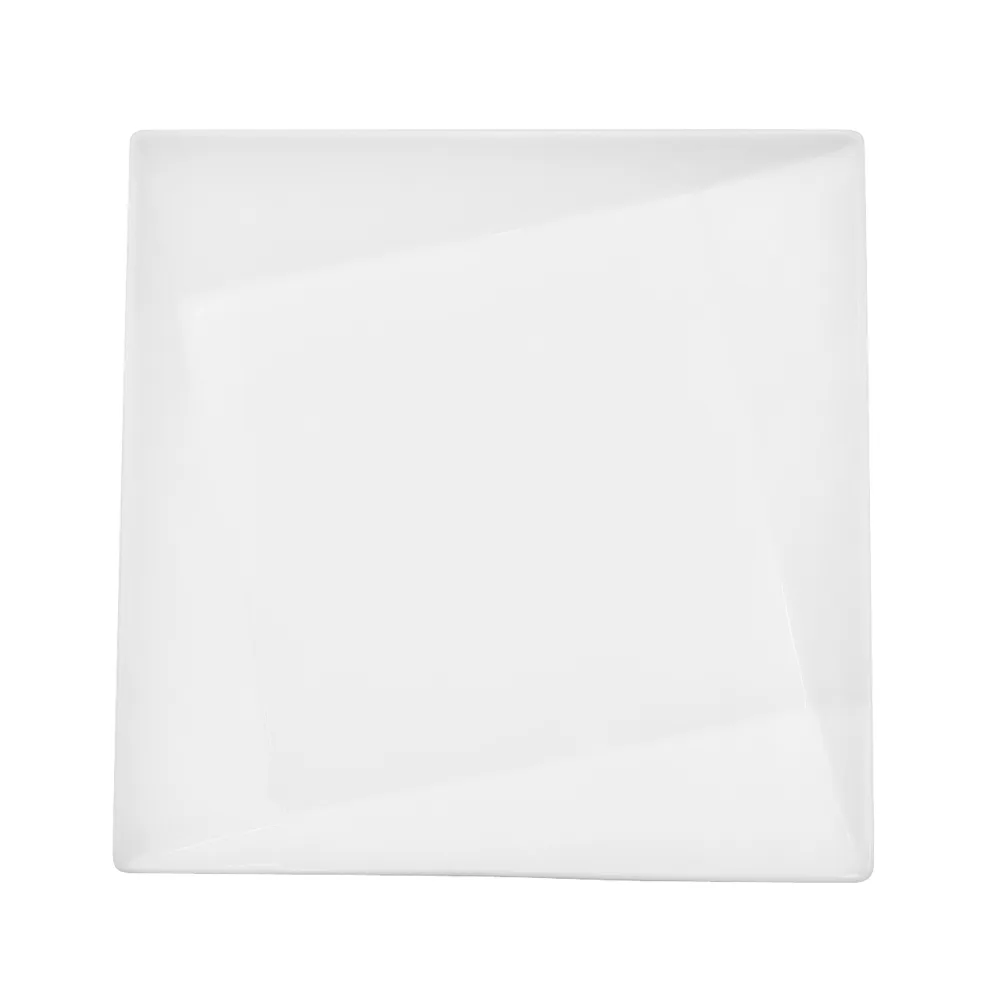 CAC China QZT-208 Crystal Square Plate, 9"L x 9"W x 1"H, Porcelain, White Dishwasher Safe - Dozen