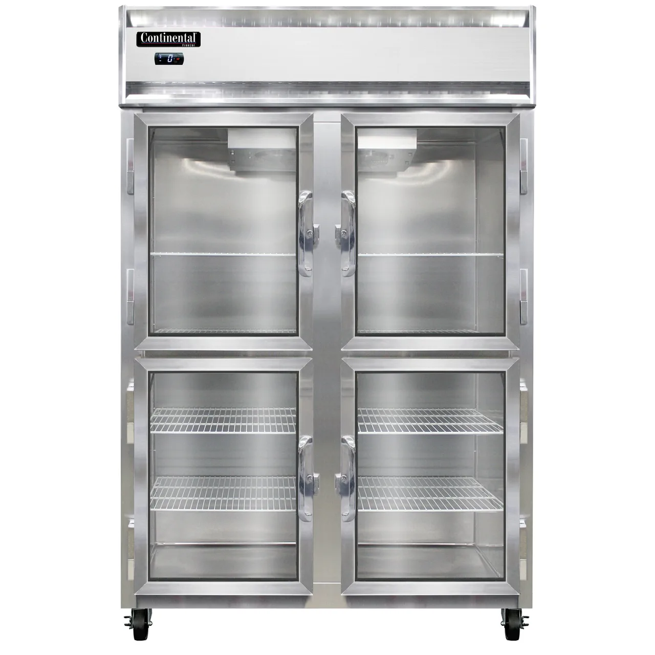 Continental Refrigerator 2FNGDHD 52" 2-Section Reach-In Freezer, 4 Glass Half Doors, Top Mounted, 48 cu. ft.