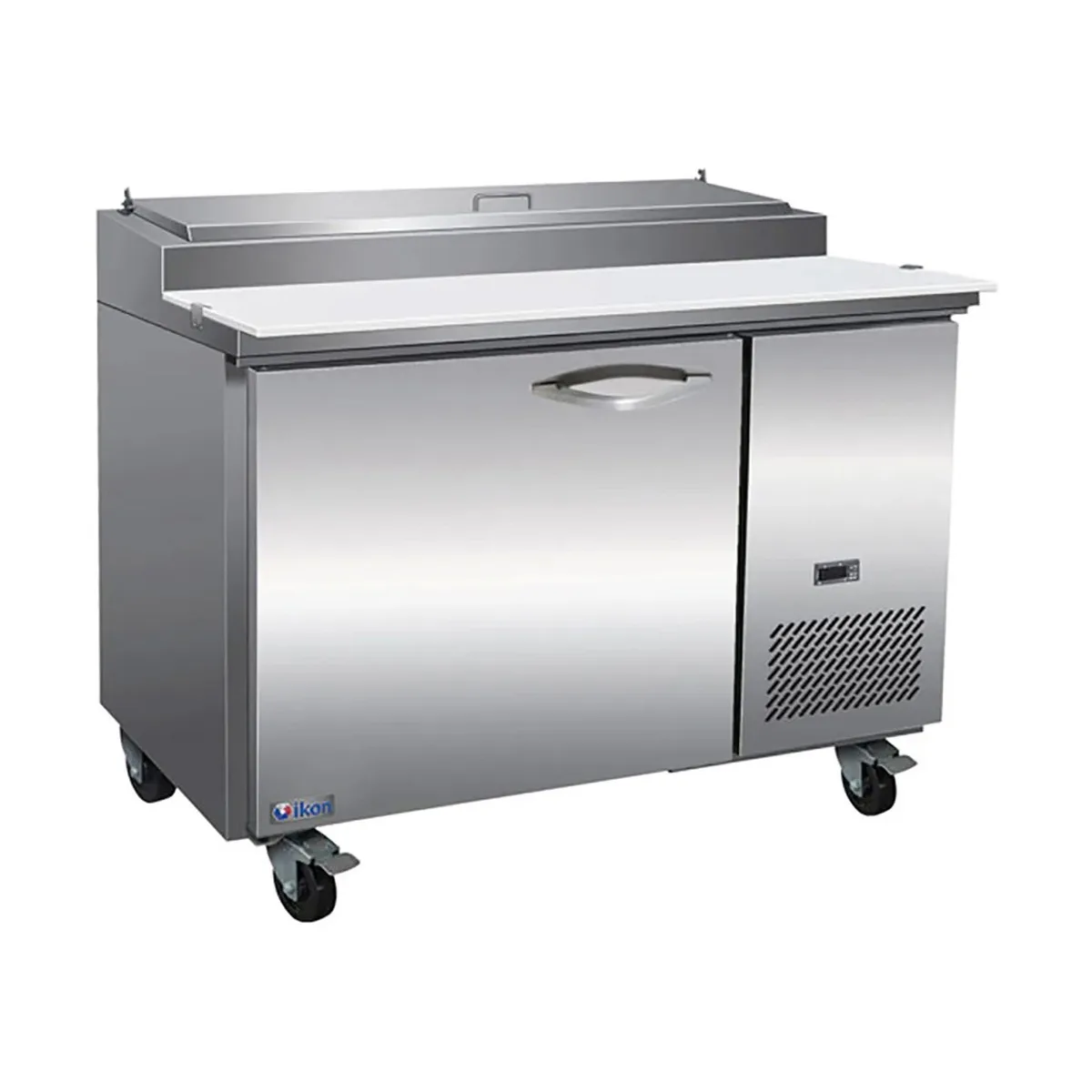 IKON IPP47 47" 1-Section Refrigerated Pizza Prep Table w/ 1 Door, (6) 1/3 GN pans, 12 cu. ft.
