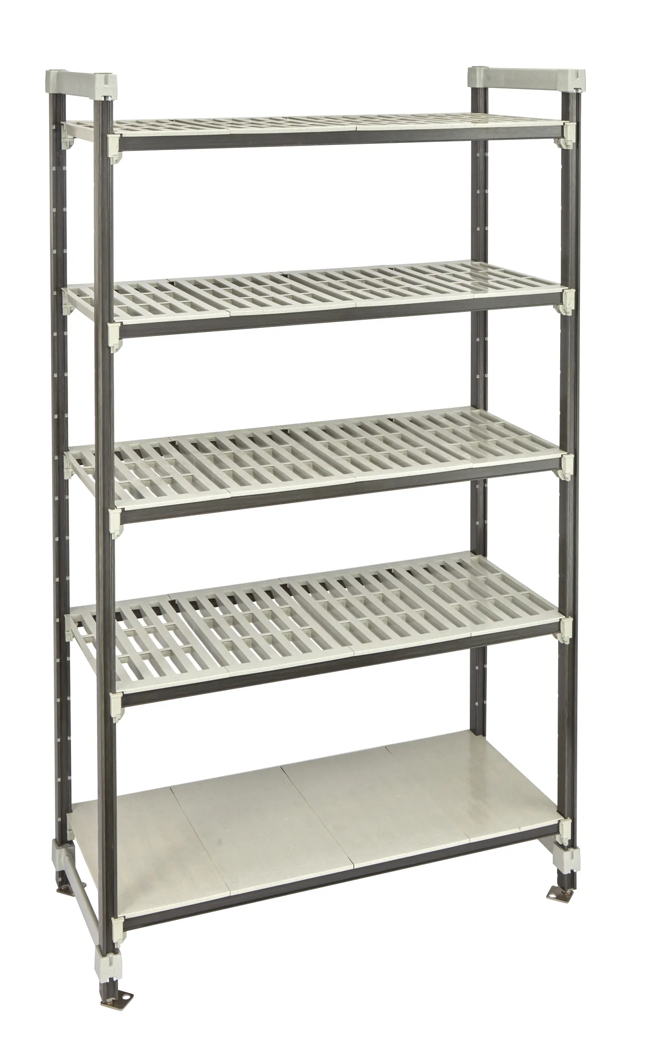 Cambro EST184881VS5480 Camshelving Elements XTRA 18x48 81H 4-Tier Track Shelving System, 2400 lbs, Speckled Gray