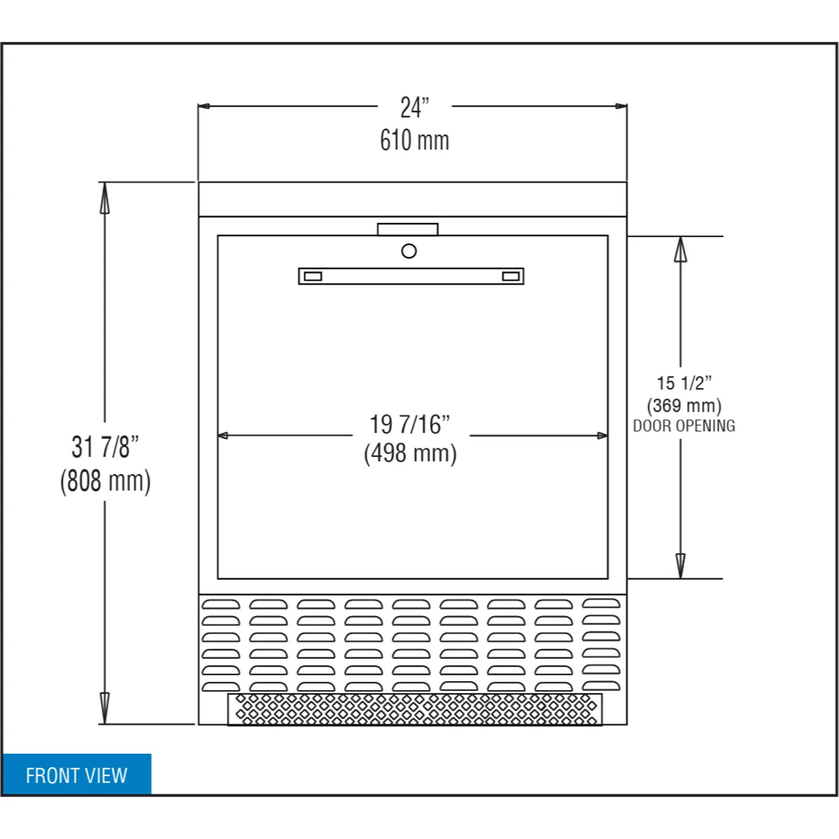 Continental Refrigerator UC24N 24" 1-Door Undercounter Fridge, Stainless Steel Exterior, Front Breathing, 4.8 cu. ft.