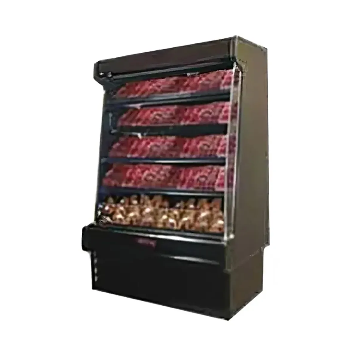 Howard-McCray SC-OM35E-6S-B-LED 75'' Vertical Packaged Meats Open Merhandiser in Black, Self-Contained