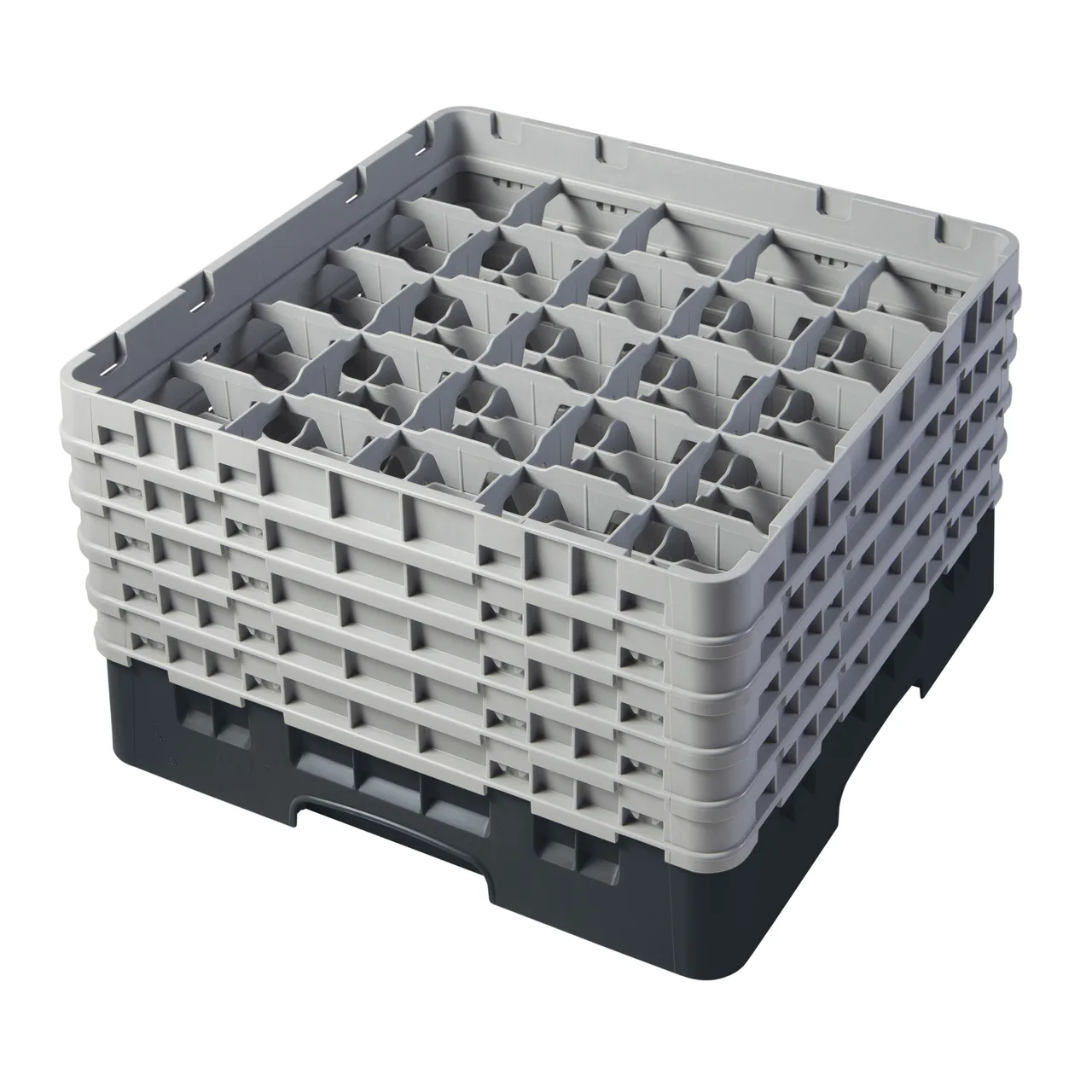 Cambro 25S958110 Camrack Glass Rack, Black, Full Size, 19-3/4 x 19-3/4, 25 Compartments, 3-7/16 Max Dia, HACCP