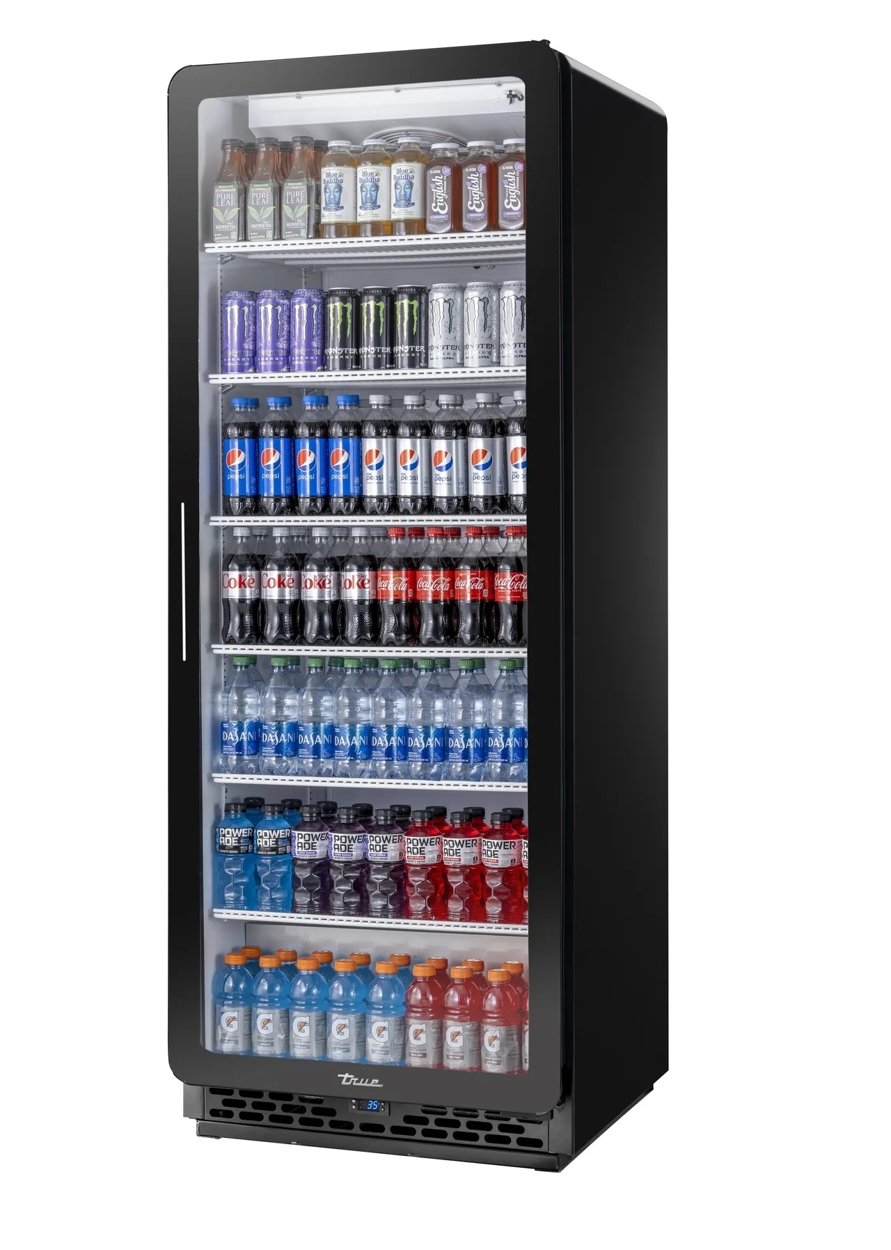 True CVM-27-HC~EGC01 30" 1-Section Glass Door Merchandiser Refrigerator in Black, 27 cu. ft.