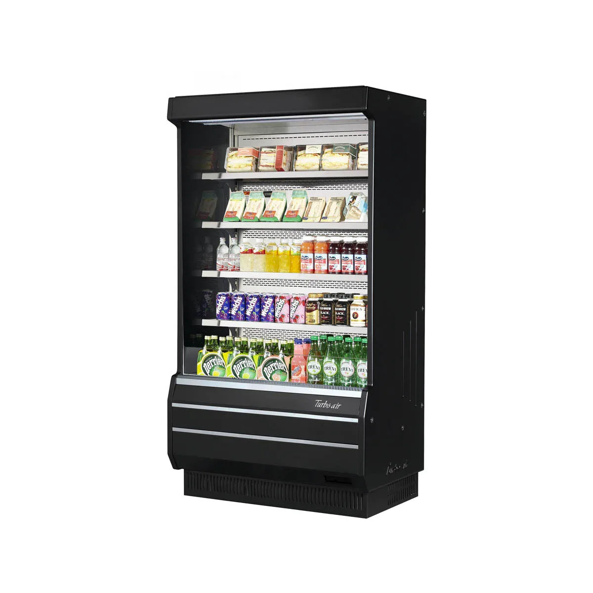 Turbo Air TOM-40B-SP(-A)-N 39" Vertical Open Air Merchandiser in Black, Self-Contained, 4 Shelves