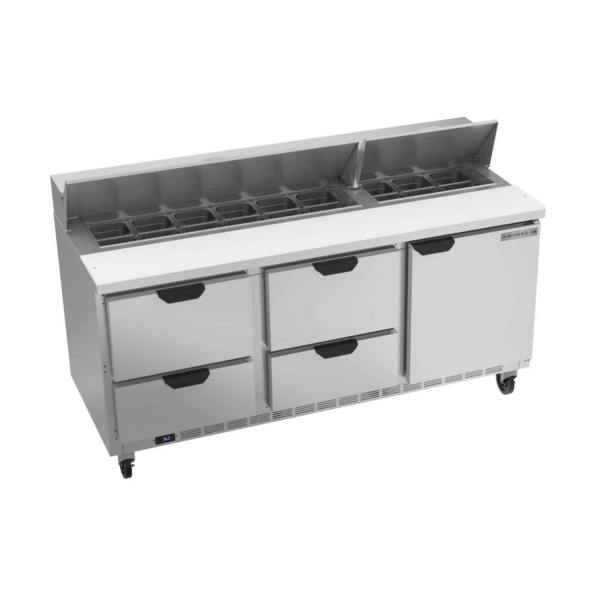 Beverage Air SPED72HC-18-4 72" Sandwich/Salad Prep Table w/ 4 Drawers & 1 Door, 18 Pans