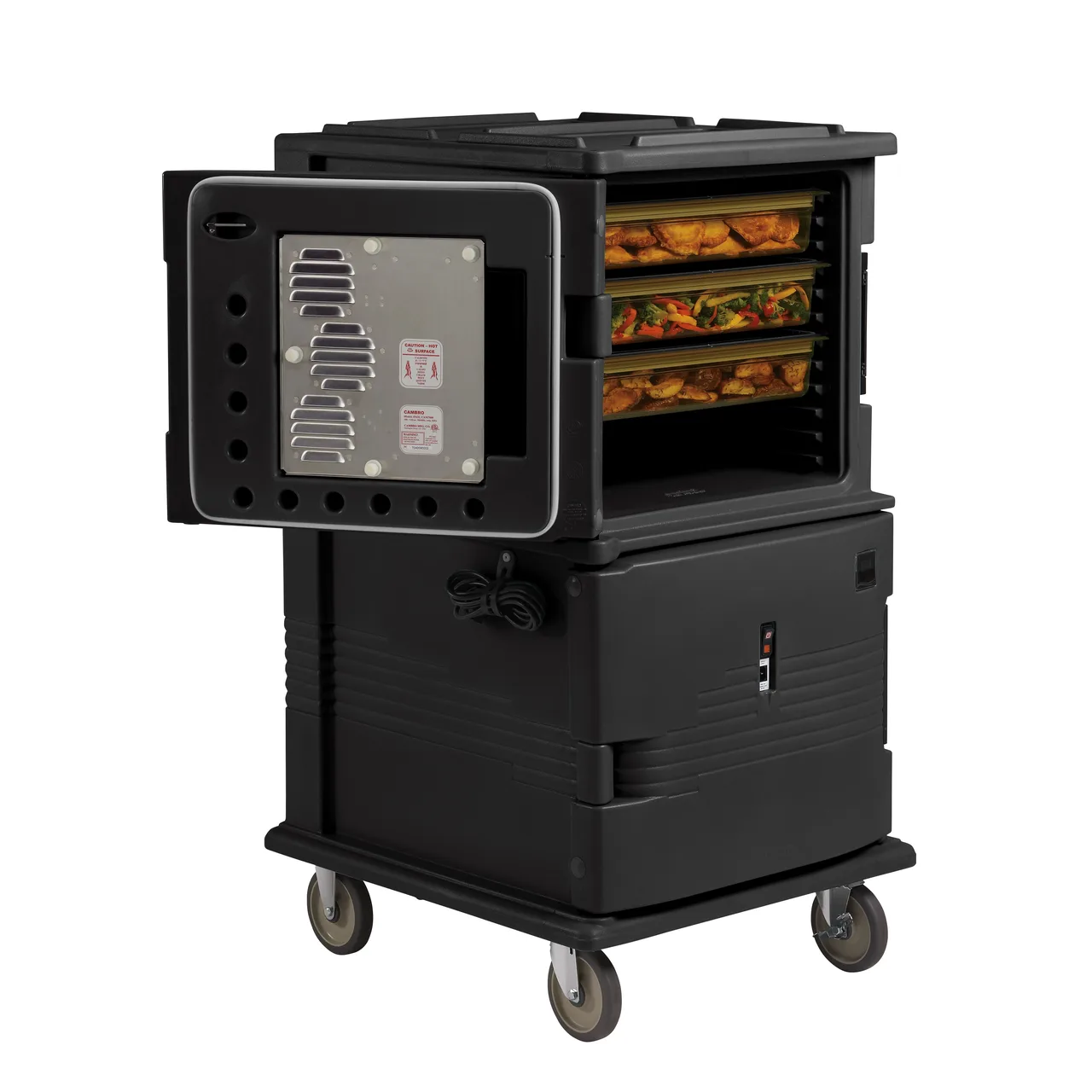 Cambro UPCH1600HD110 "Full Height" 2-Compartment Heated Holding Cabinet, 24 GN 1/1 Pan Capacity, Polyethylene, Black