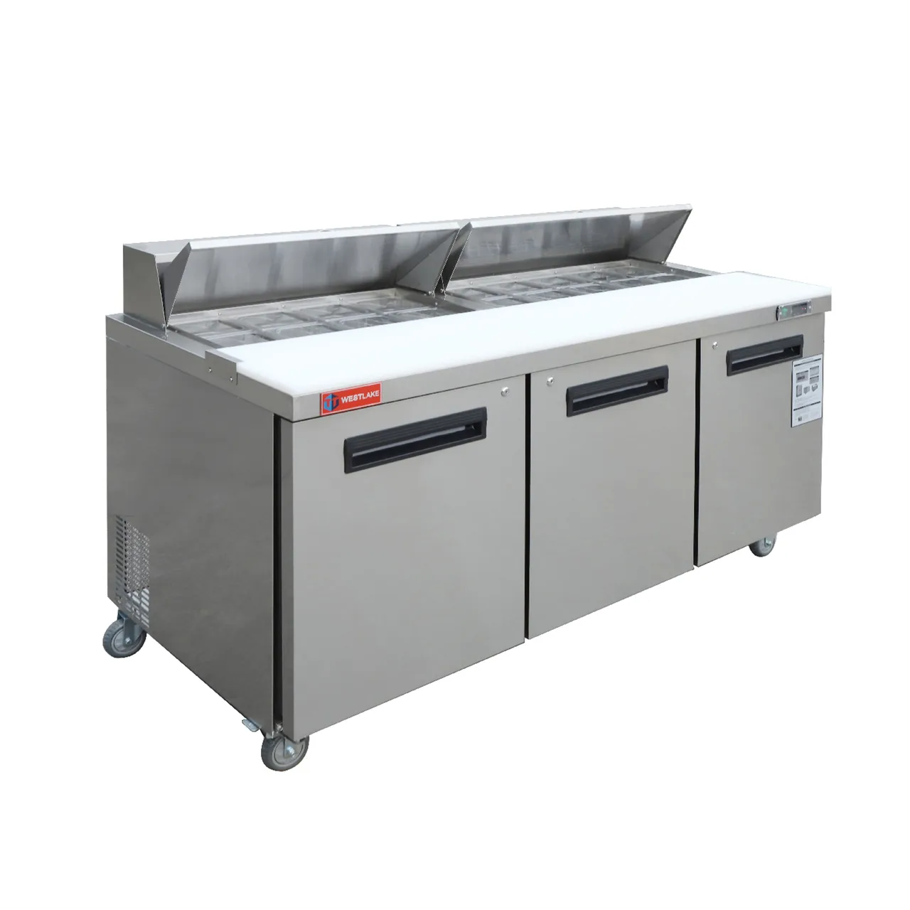 Westlake WKSR-72B 72" 3-Door Sandwich and Salad Prep Table, 18 Pan Capacity, Fan Cooling, R290