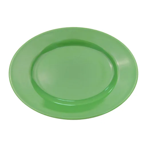 CAC China LV-14-G Las Vegas Platter, 12-1/2" L x 8-5/8" W x 1-1/2" H, Green Ceramic - Dozen