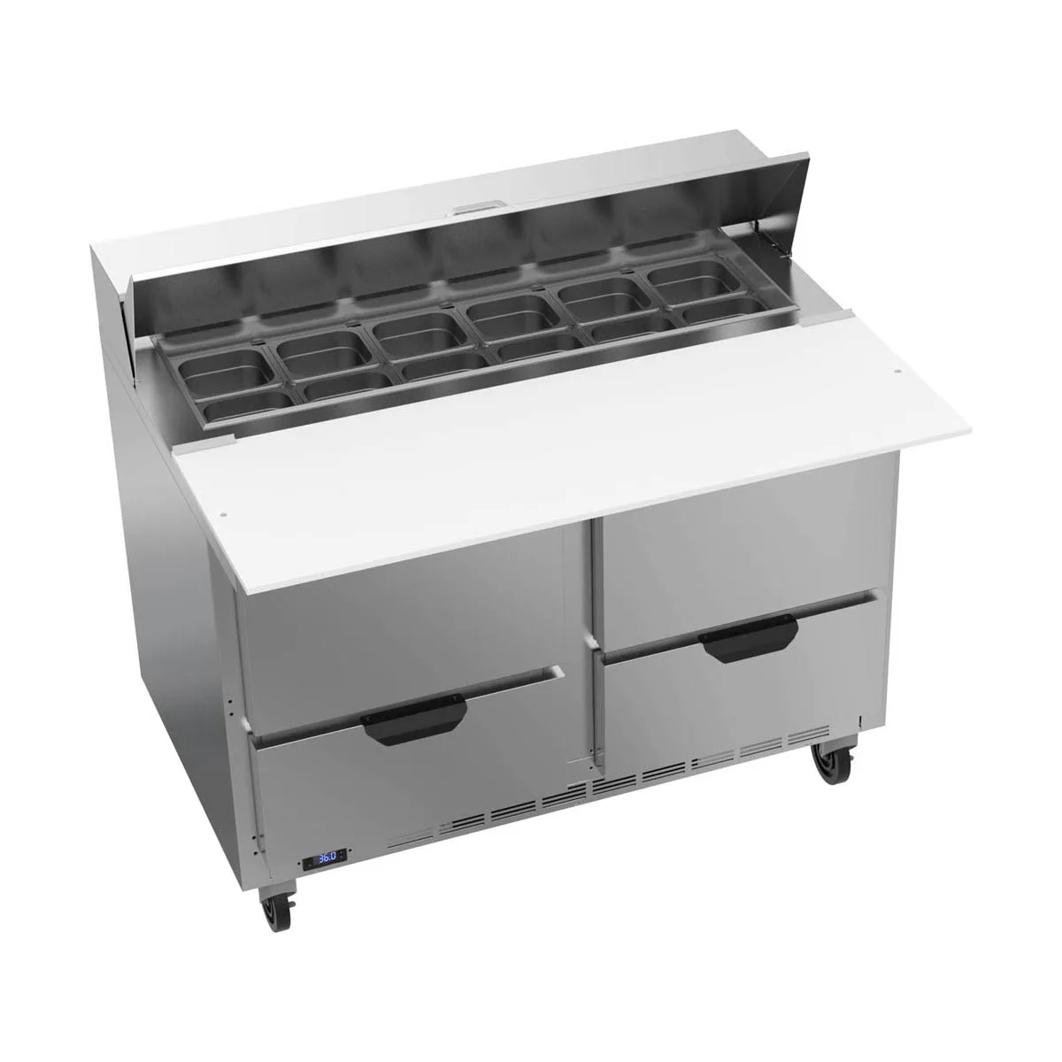 Beverage Air SPED48HC-12C-4 48" Two Section Sandwich/Salad Prep Table w/ 4 Drawers, 12 Pans