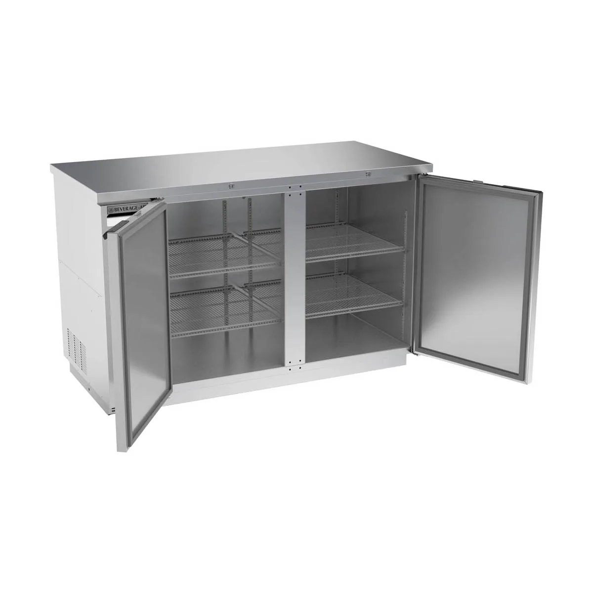 Beverage Air BB58HC-1-S 59" 2 Section Black Back Bar Cooler with Solid Door
