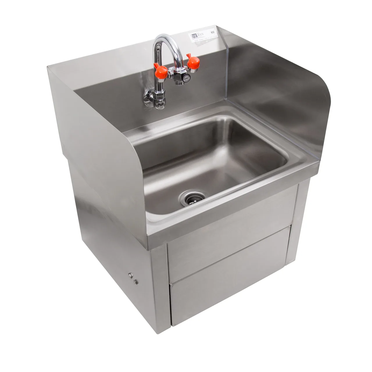 John Boos PBHS-W-1410-KV1APS-EW 17" Wall Mounted Hand Sink w/Faucet, Knee Valve & Eye Wash