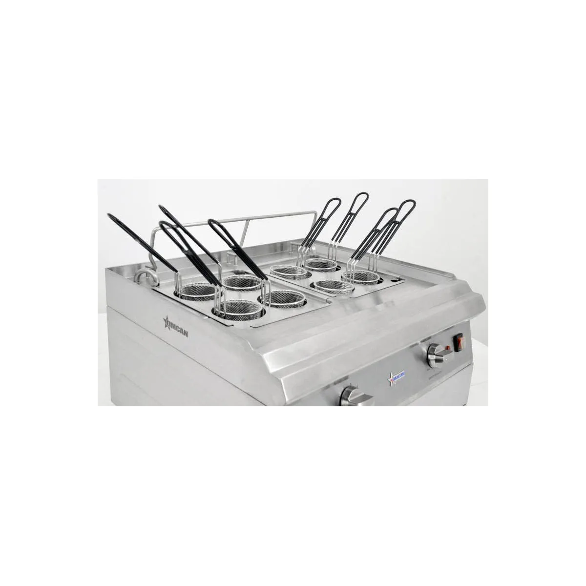 Omcan USA 41883 4.74 Gallon-18 Liter Countertop Electric Pasta Cooker, 2 Tanks, 240V, 7200W
