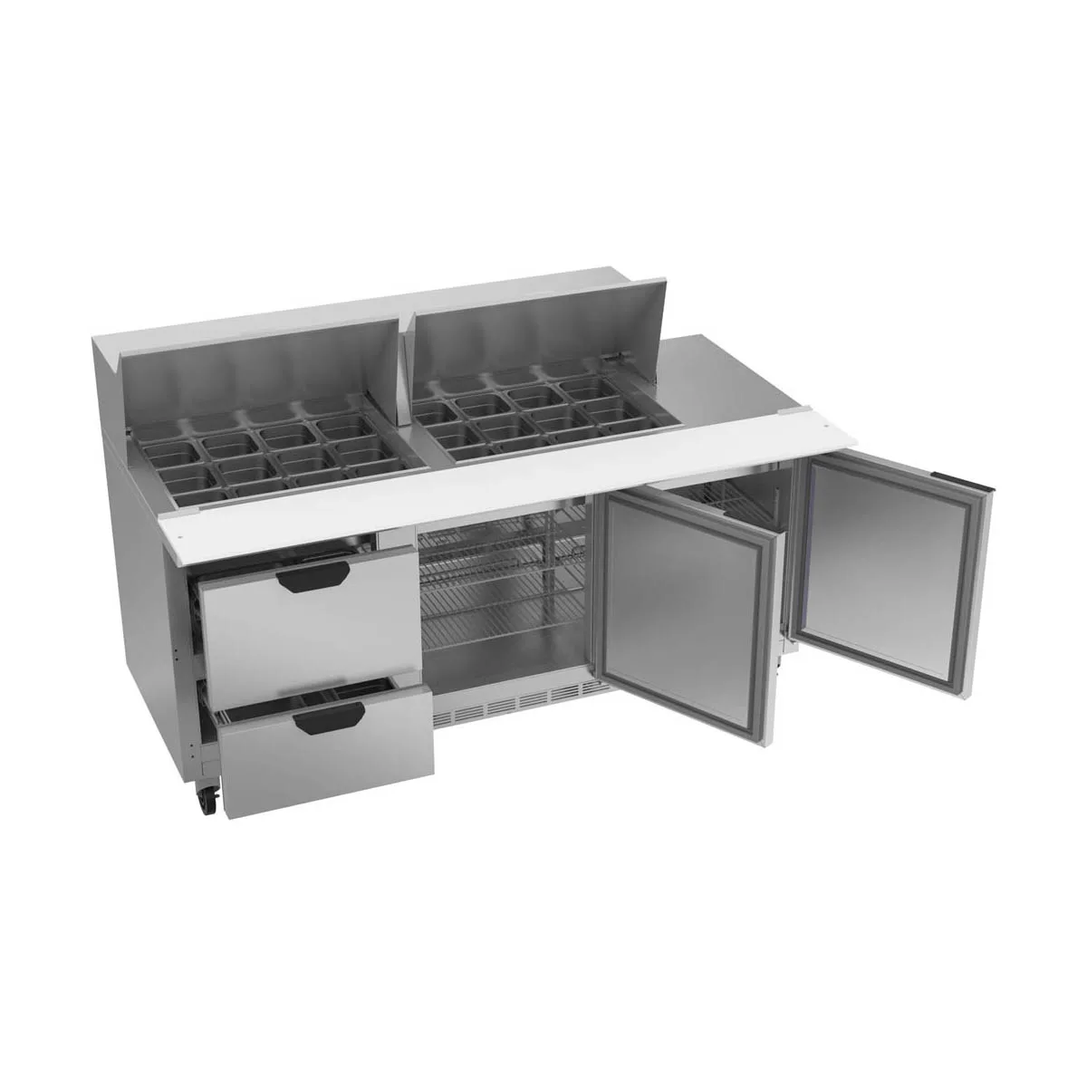 Beverage Air SPED72HC-24M-2 72" Mega Top Sandwich/Salad Prep Table w/ 2 Drawers & 2 Doors, 24 pans