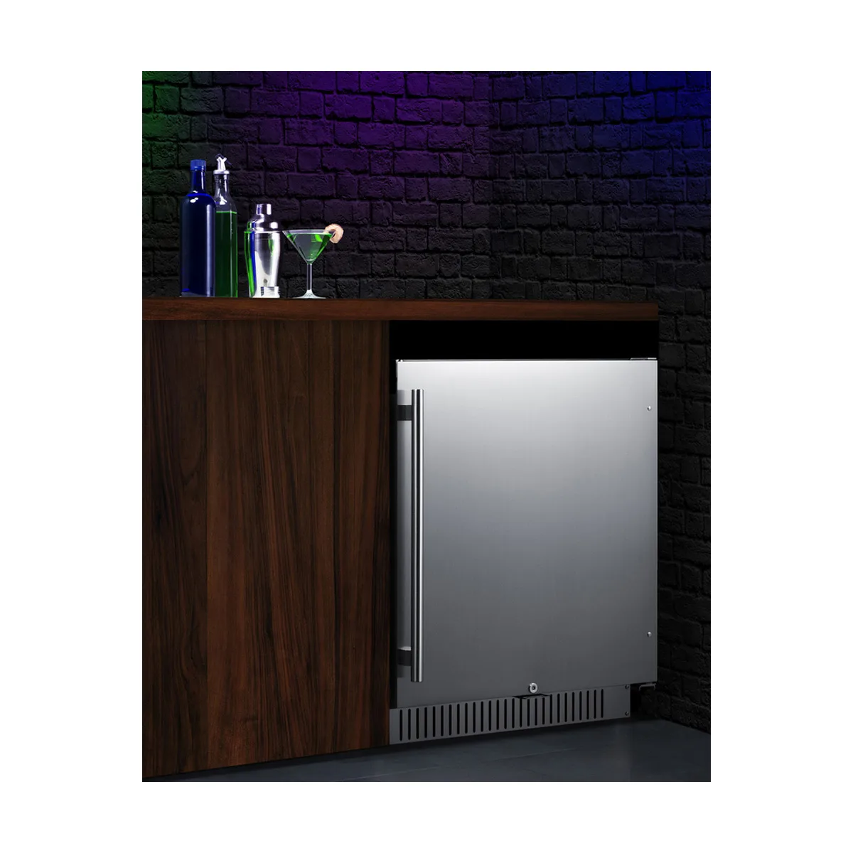 Summit FF27BSSADA 27" Built-in Undercounter Refrigerator in Black, Stainless Steel Door, ADA Compliant, 5 cu. ft.