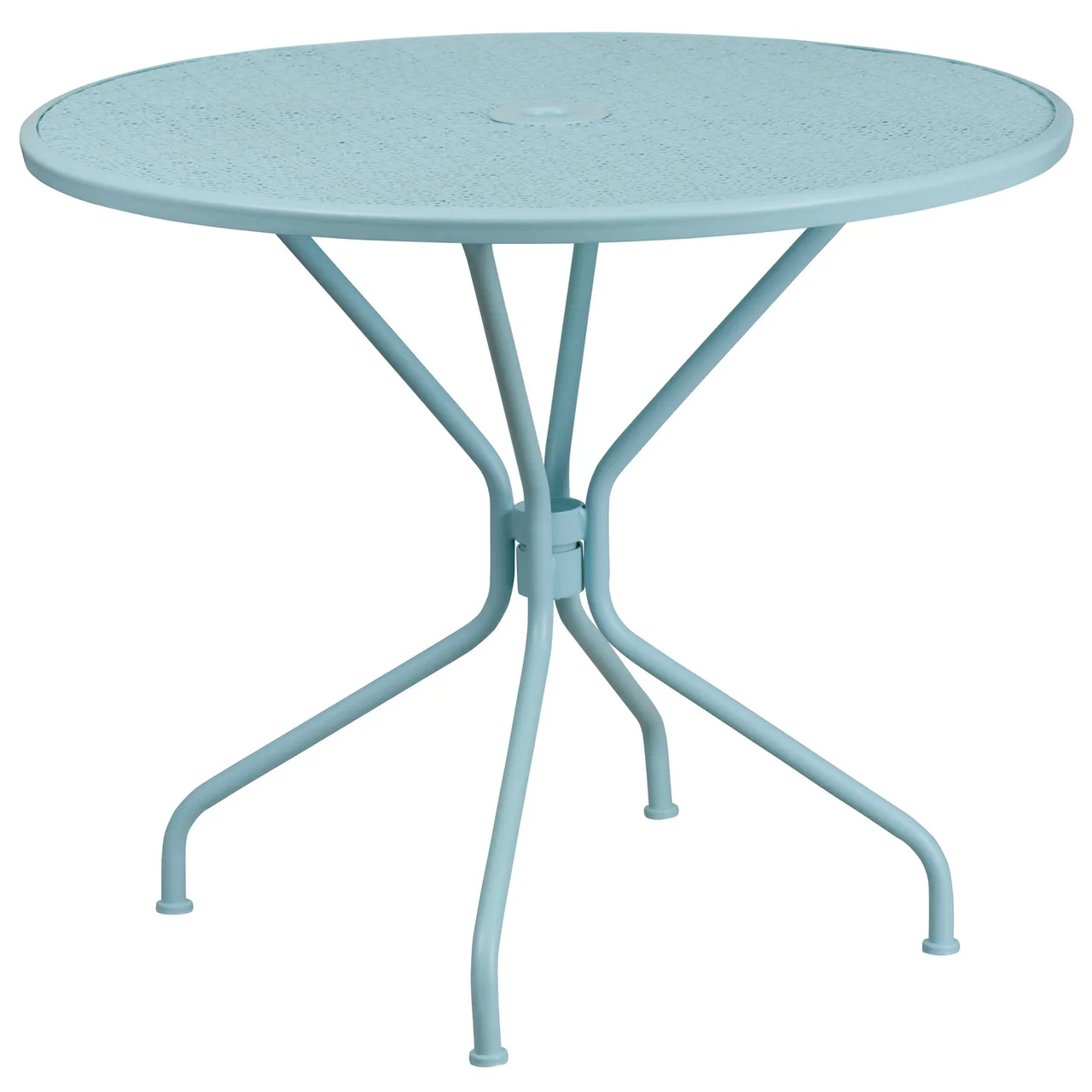 Flash Furniture CO-7-SKY-GG 35.25in Round Patio Table, Sky Blue Steel, 28.75inH, Powder Coat Finish