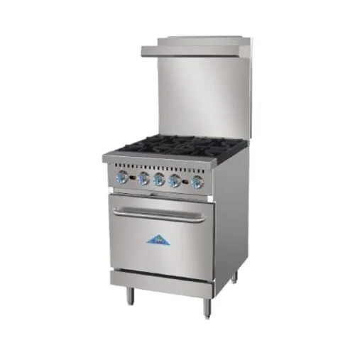 Comstock-Castle R4 24" Gas Restaurant Range w/ (4) Open Burners, (1) Space Saver Oven, 150.000 BTU