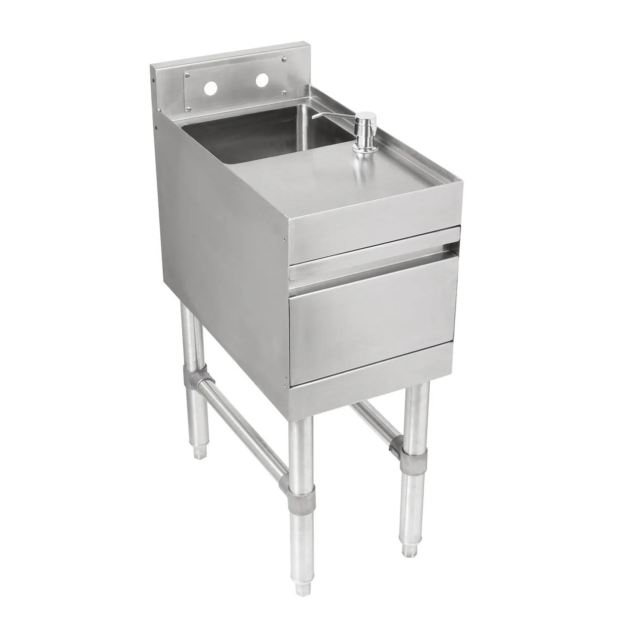 John Boos UBHS-1812-X Underbar Sink Units, 1 Compartment with Soap & Towel Dispenser - Flyer