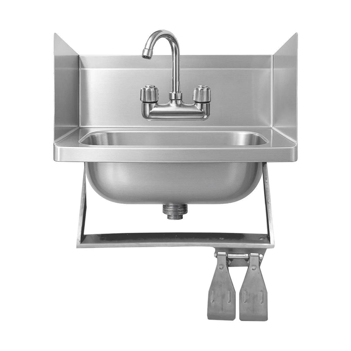 Winholt WS-HS-1410KV-2SS-KT 17" One Compartment Sink with Knee Valve & 3 Splashes / Wall Mount