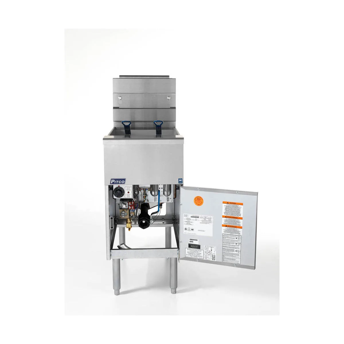 Pitco SG14RS-1FD 15" Floor Model Gas Full Pot Fryer, 50 lbs Oil Capacity, Millivolt Controls, 122.000 BTU