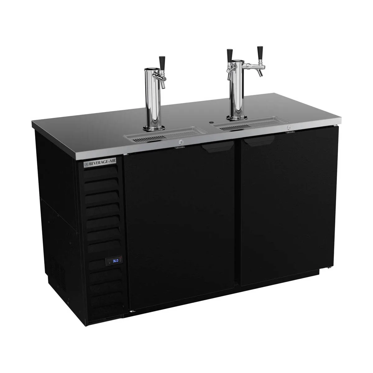 Beverage Air DD58HC-1-B 59" Draft Beer Cooler w/ 3 Kegs, 21.86 cu. ft., 1 Single & 1 Dual-Tap Towers