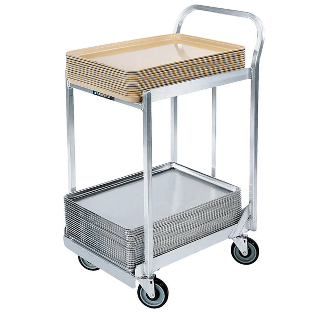 Lakeside 633 2-Tier Aluminum Sheet Pan Dolly with Sides & Handle, 500 lb.