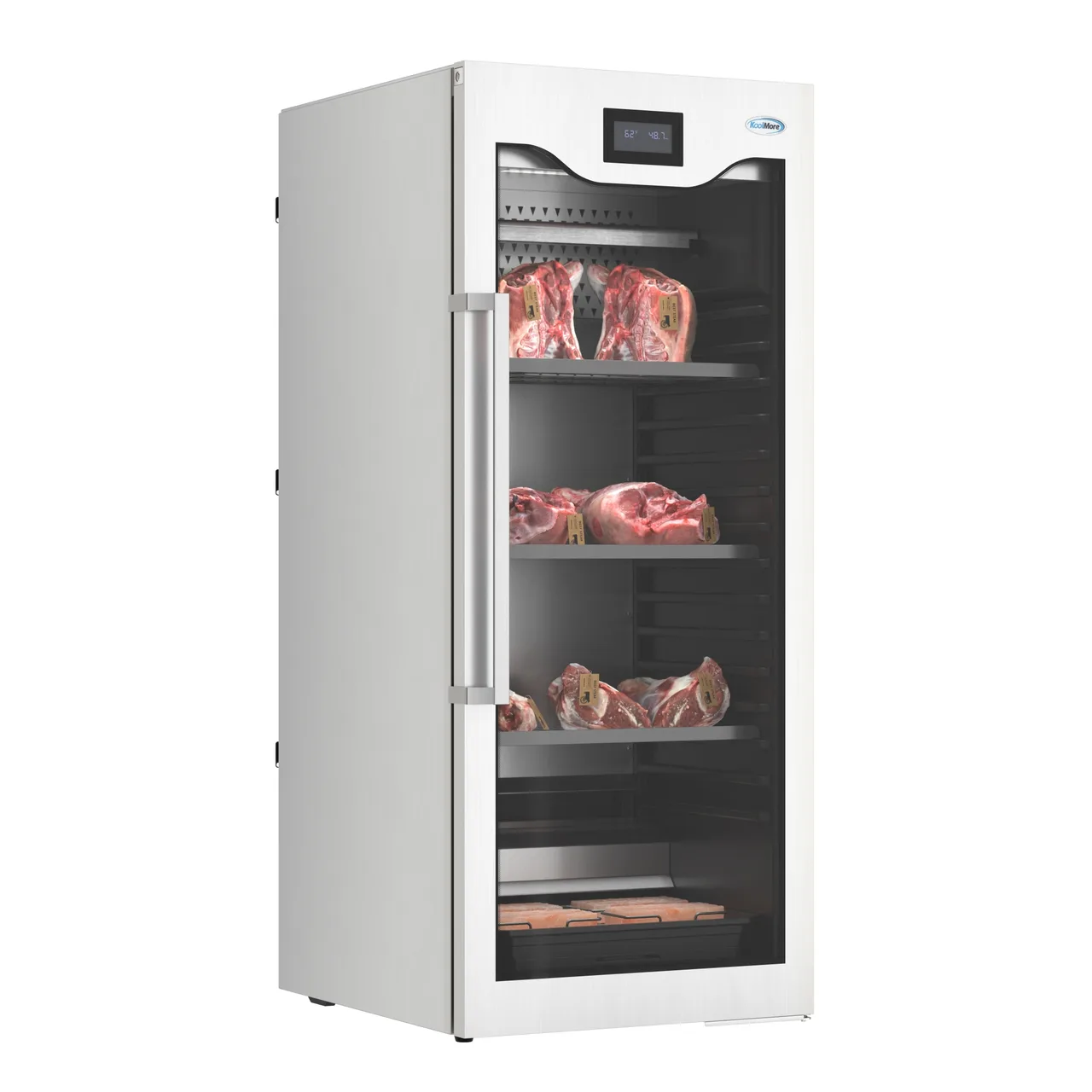 Koolmore KM-AGER17 27" Merchandiser Refrigerator, 17 cu ft., 27.60"W x 31.90"D x 65.30"H, Silver