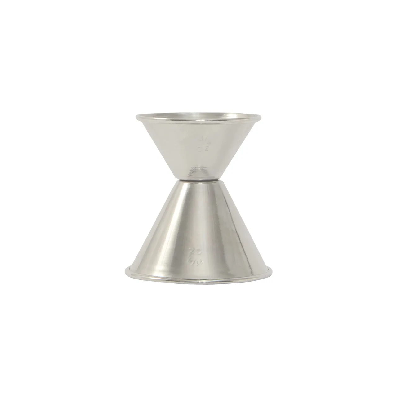 CAC China JG75-150 Stainless Steel Jigger, 3/4 oz x 1-1/2 oz, Rolled Edge