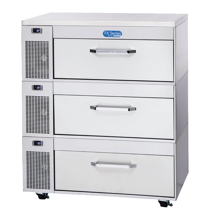 Randell FX-3SS-290 43" Flexible Refrigerator or Freezer Work Table w/ 3 Drawers, 9.3 cu. ft.
