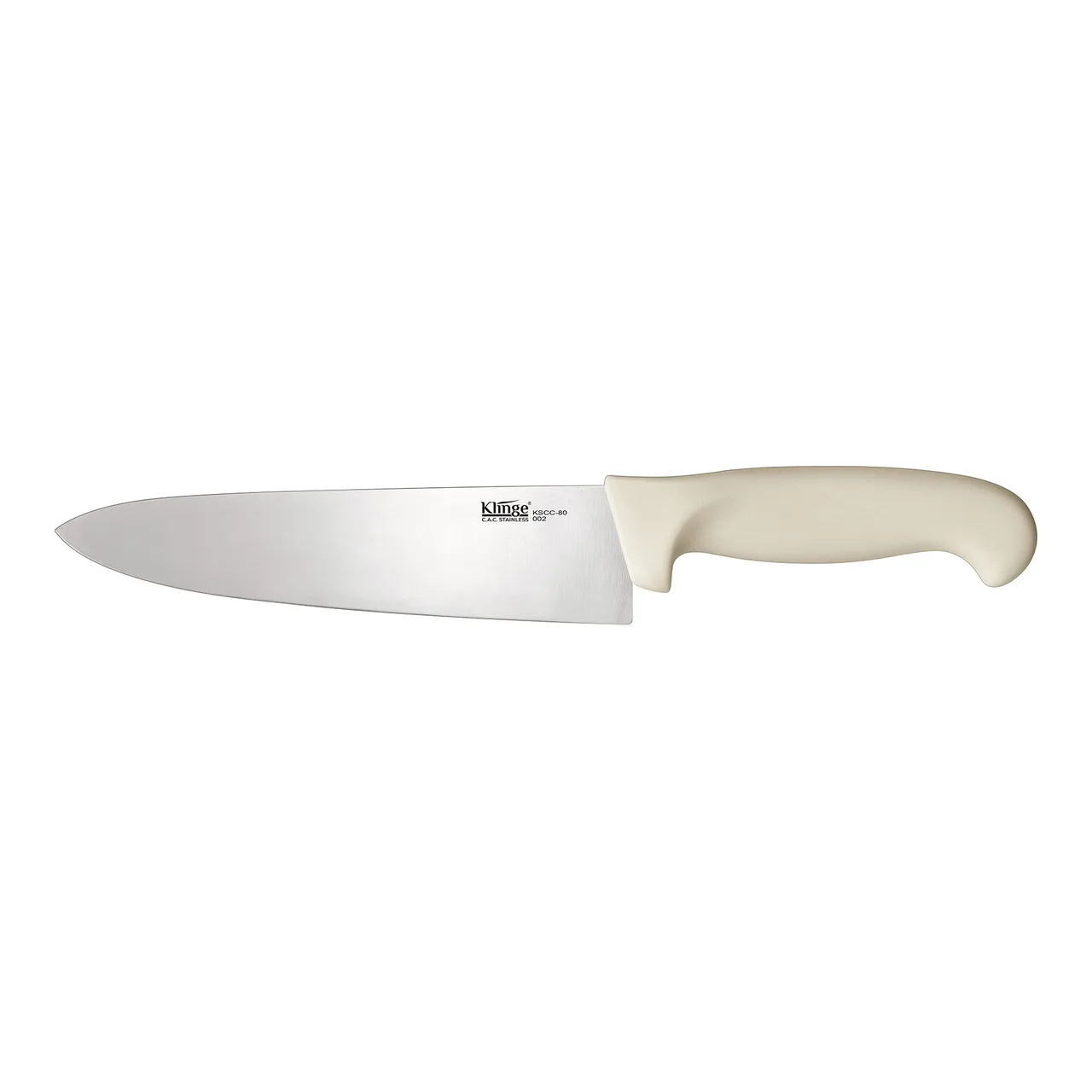 CAC China KSCC-80 Chef Knife, 8", Stamped, German High-Carbon Steel, White Handle