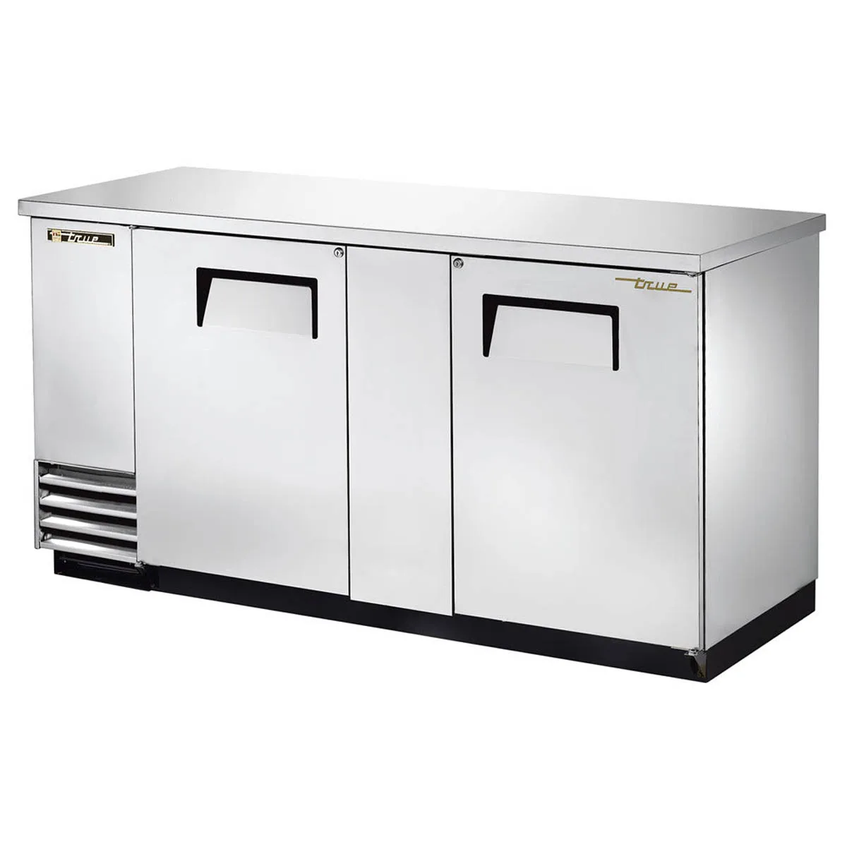 True TBB-3-S-HC 69" Two Solid Swing Door Stainless Steel Back Bar Cooler with Hydrocarbon