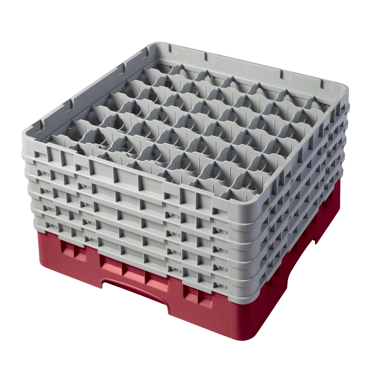 Cambro 49S958416 Camrack Glass Rack, Full Size, 19-3/4 x 19-3/4, 49 Compartments, Cranberry Red, HACCP Compliant, NSF Certified