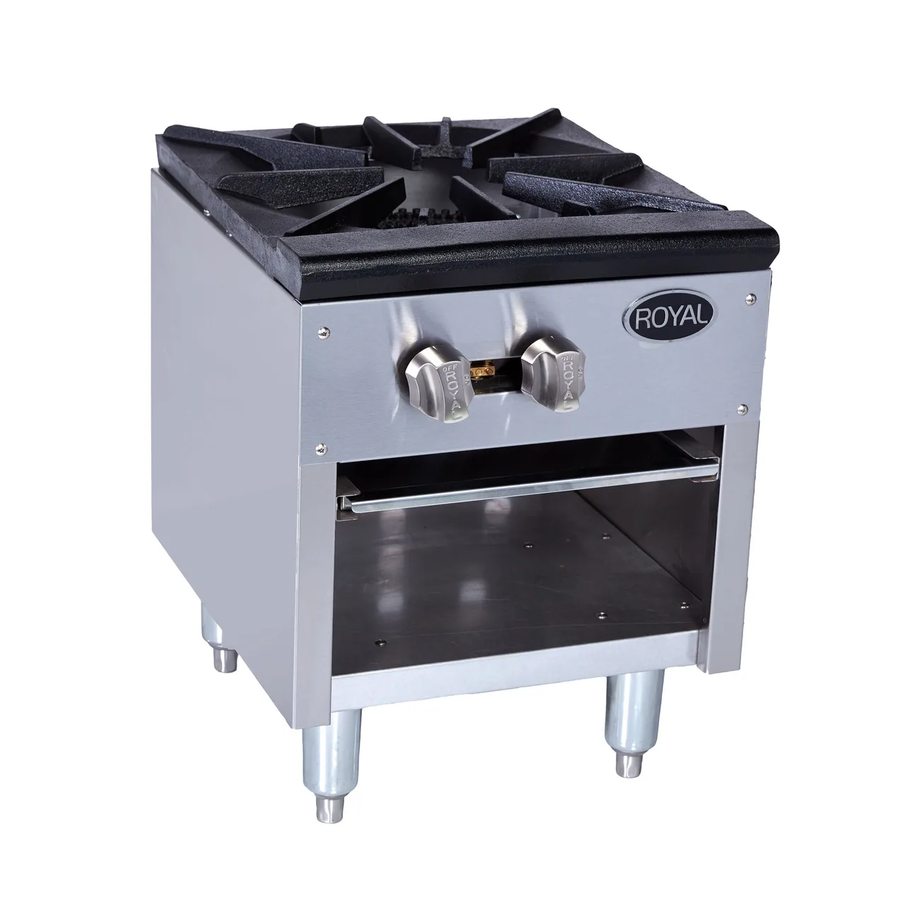 Royal Range of California RSP-18-18 18" Gas Stock Pot Range w/ (1) Three Ring Burner, Low Height, Manual Controls, 90.000 BTU