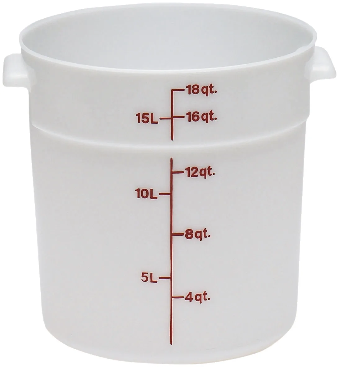Cambro RFS18148 Round 18 Qt Storage Container, 14‑7/8" Dia x 12" H, White Poly, NSF