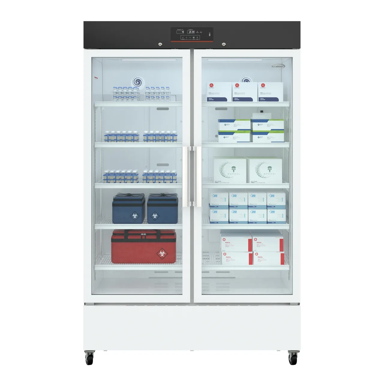 Koolmore KM-PHR-35C Vaccine Refrigerator, 48.03" W, 35 Cu Ft, Steel, GlassDoors, 10 Shelves, 36-46°F