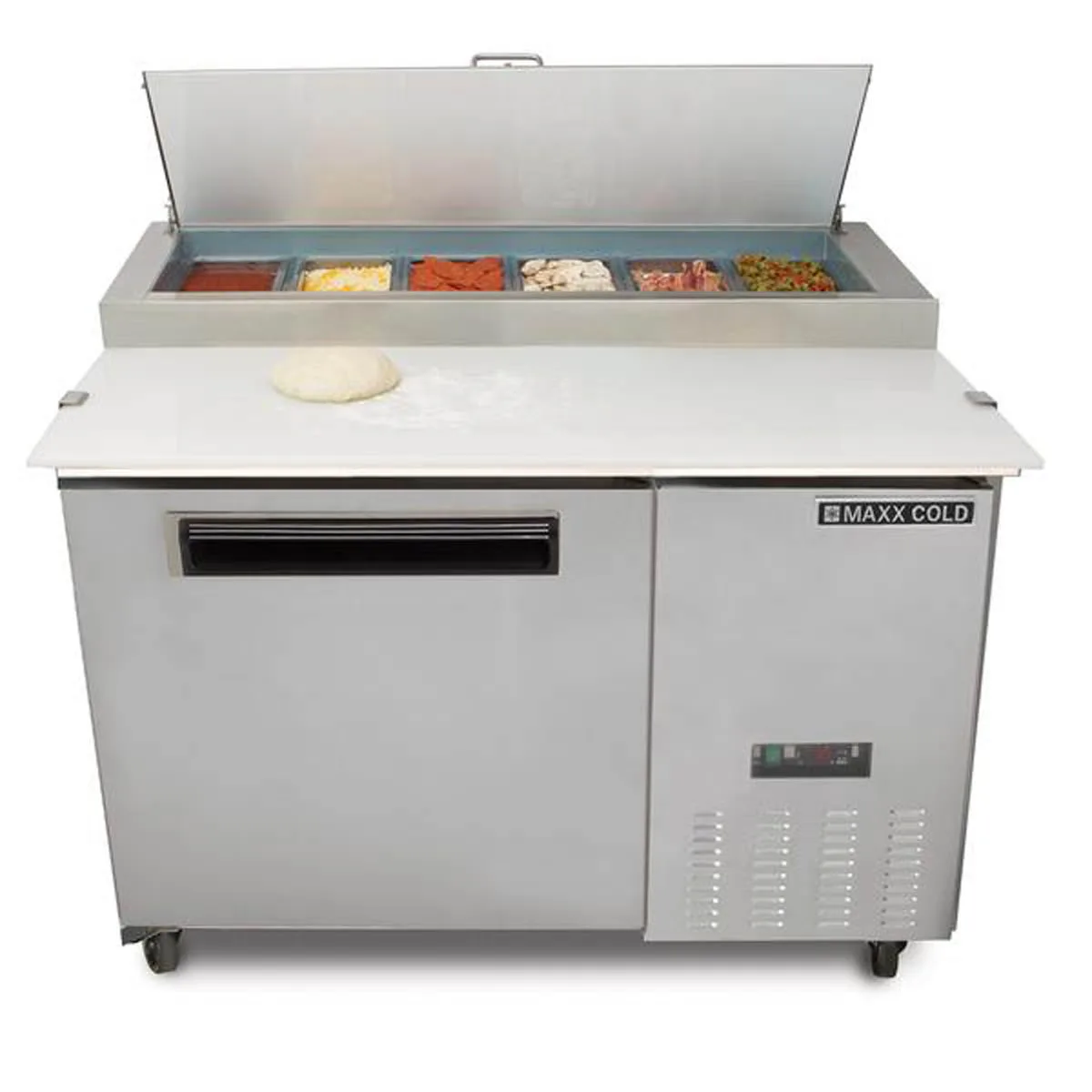 Maxx Cold MXCPP50HC 47" Refrigerated Pizza Prep Table w/ 1 Door, 12 cu. ft.