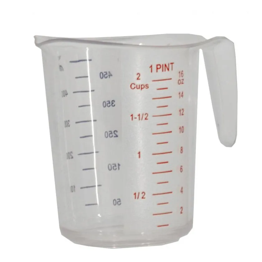 Omcan USA 80571 Measuring Cup, 1 Pint (500ml) PC, Dishwasher Safe, Raised Qt/Liter Markings
