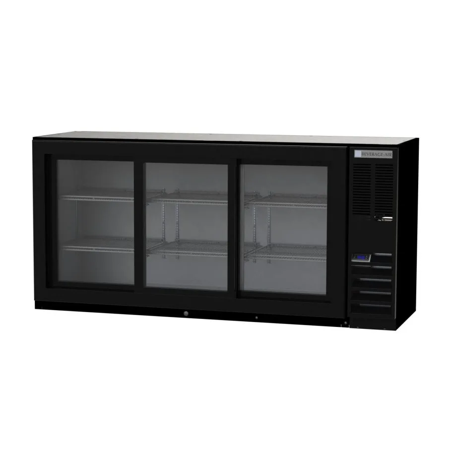 Beverage Air BB72HC-1-F-GS-B 72" 3 Section Back Bar Refrigerator with Glass Door